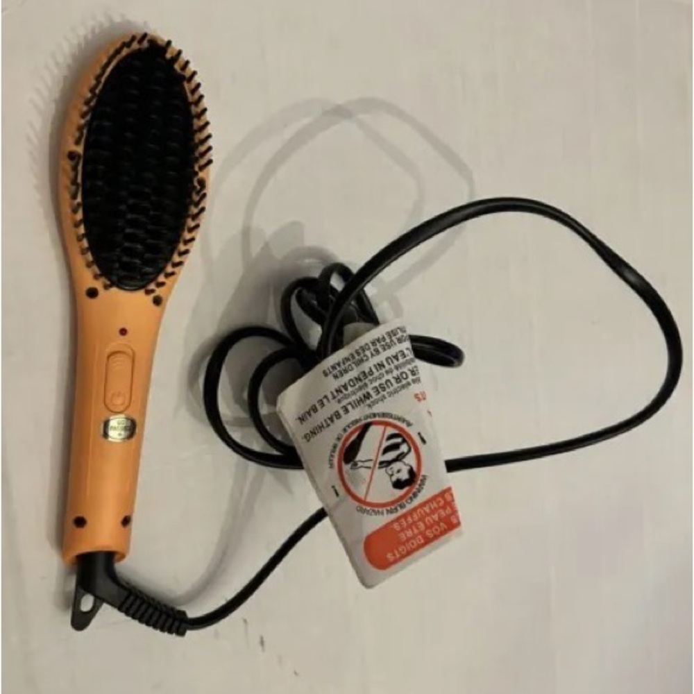 Soleil Hair Mini Heat Brush Apricot Orange Ceramic Anti Frizz Styling Tool
